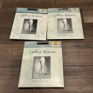 Vintage Worthington SHEER CARESS Control Top Pantyhose Navy Short & Taupe Lot 3